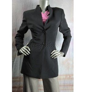 $3700 New AKRIS Mocha Dark Brown High Collar Stretchy Wool Tender Jacket 6